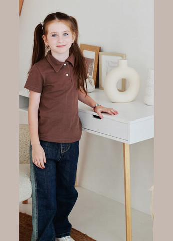Коричневая детская футболка-футболка-поло для девочки (подростковая) hc (h001-6212-091) для девочки No Brand