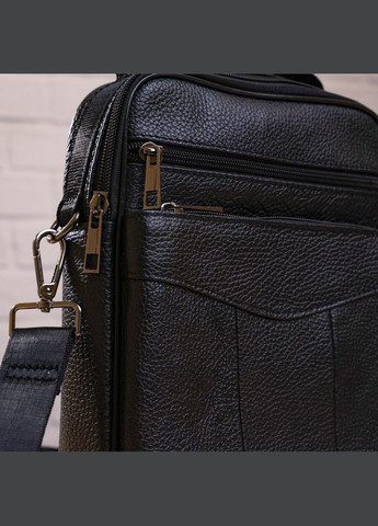 Шкіряна сумка крос боді чоловіча месенджер через плече чорна 20345 Vintage (329197769)