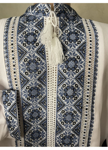 Біла стильна чоловіча вишиванка на білому домотканому полотні ручної роботи. m (371698849)