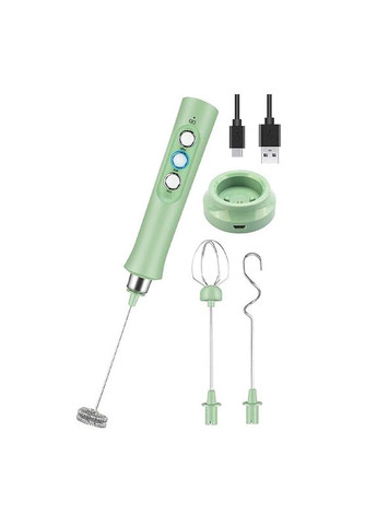 Акумуляторний міксер пінозбивач Zally MF-02 Капучинатор Зелений + 16 трафаретів No Brand (302974879)