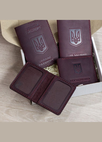 Набір обкладинок на УБД, військовий квиток, паспорт та права водія, марсала SD Leather (306557905)