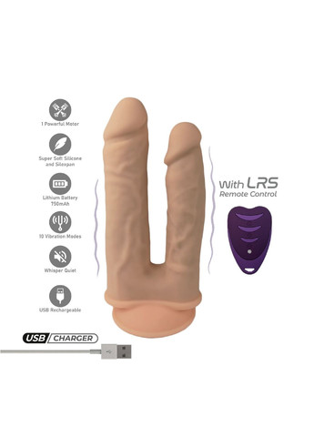 Подвійний фалоімітатор з вібрацією Double Gusto Vibro Flesh (Model 1 size 8" & 7") + LRS, діаметр 4,5 см та 3,7 см Silexd (335388227)