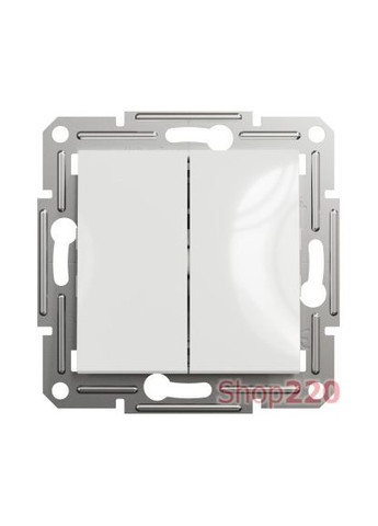 Вимикач двоклавішний прохідний Asfora Білий EPH0600121 Schneider Electric (365841371)