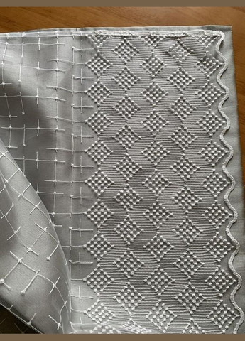 Штори + Тюль Комплект 2 шт. (1 шт. 230*260) на тасьмі в спальню, вітальню, два види тканини Оливковий, білий з вишивкою Hanna (322528086)