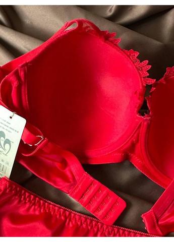 Червоний комплект бюстгальтер поролон + трусики сліп 2392 червоний Weiyesi
