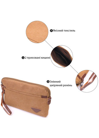 Практическая мужская барсетка из текстиля 21260 Коричневая. Vintage (331913264)