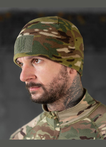 Тактическая флисовая шапка с Гербом Украины мультикам No Brand (311302071)