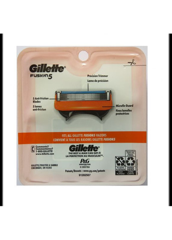 Сменные картриджи для бритья Fusion 5 (5 шт) Made in America Gillette (278773560)