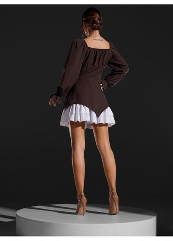 Темно-коричнева святковий, повсякденний, коктейльна, вечірня сукня з баскою No Brand однотонна