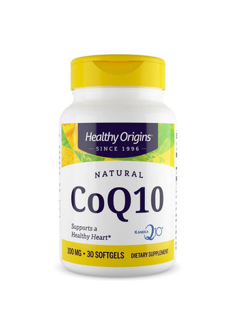 Натуральная добавка CoQ10 Kaneka Q10 100 mg, 30 капсул Healthy Origins (293416699)