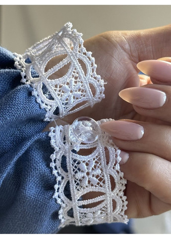 Синяя современное вышитое платье с длинным рукавом на бирюзовой ткани. узор цветочный вискоза (352503749)