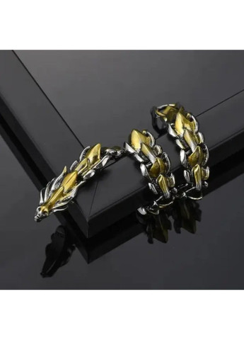 RU: Браслет мужской Дракон 21 см серебристо-золотистый, стильный браслет из нержавеющей стали, прочный аксессуар No Brand (364191297)