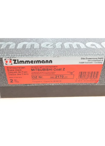 Диск гальмівний (передній) Mitsubishi Lancer 08- (276x26) 380.2170.20 UA63 ZIMMERMANN (366190516)