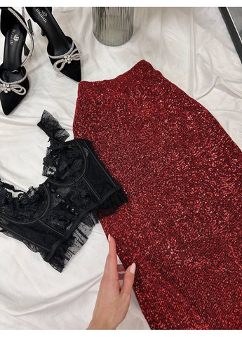 Красная праздничный, коктейльный, вечерний, кэжуал однотонная юбка No Brand