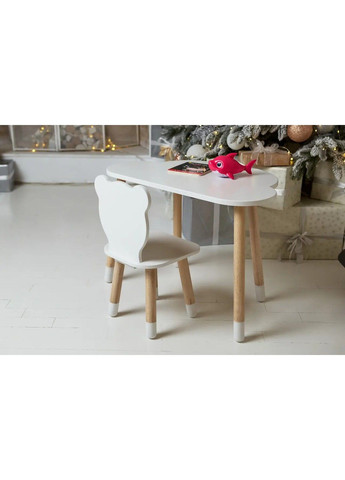 Дитячий столик Хмара та стільчик Ведмедик білий No Brand (331639858)
