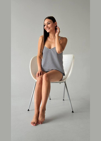 Піжамний комплект білий з чорними візерунками No Brand (353849041)