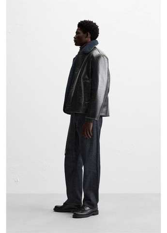 Дубленка куртка из блестящей искусственной кожи Zara (361448052)