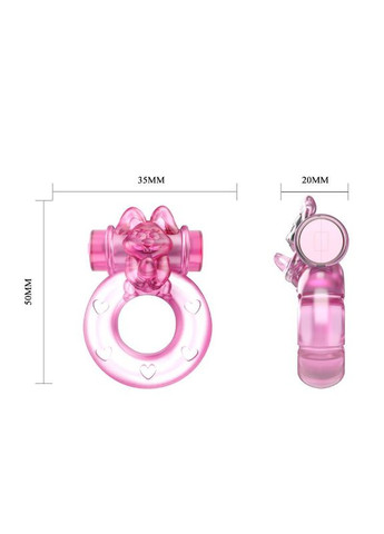 Кільце ерекційне з вібрацією bunny, рожеве, 1.5 см Baile (298050744)