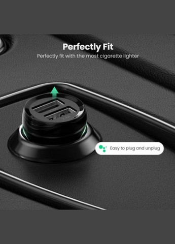Зарядний пристрій Ugreen ed018 24w 2xusb car charger (black) (268140305)