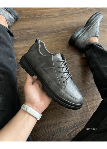 Серые демисезонные туфли мужские shoes grey No Brand Oxford