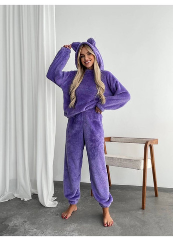 Фиолетовая пижама женская махровая с ушками. пижама (лонгслив, брюки) No Brand