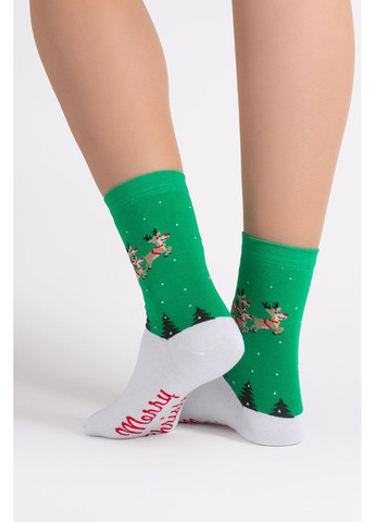 Зелені жіночі бавовняні шкарпетки Giulia новорічні (370626921)