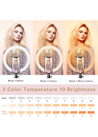 Кольцевая лампа со штативом и держателем телефона, светодиодный LED светильник для макияжа, трансляций, видео No Brand (353746159)
