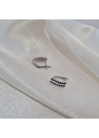 Срібні сережки Доріжка в Чорних каменях срібло 925 проби Родоване 2196r 2.50г No Brand (358526121)