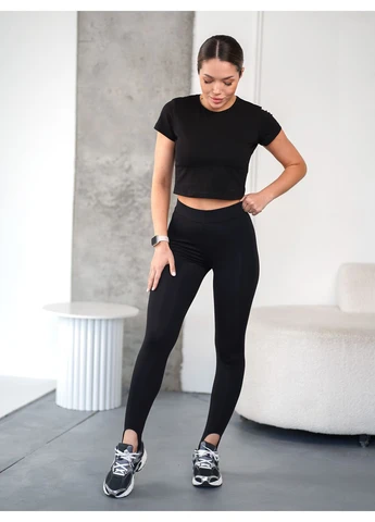 Женские лосины со штрипкой утягивающие леггинсы весна-лето TMV Nylon Fit Коричневые Teamv (387573209)