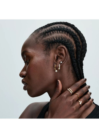 Серьги шарики хупы Пандора с жемчугом в позолоте 263170C01 Kabluchka (355348023)