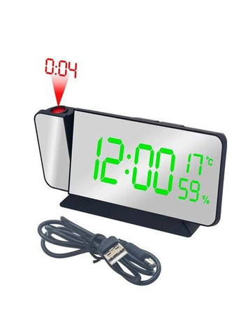 Годинник мережевий проекційний -900S-4 LED дисплей салатовий температура USB Чорний VST (371767308)