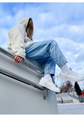 Белые демисезонные кроссовки мужские nike dunk full white найк сб данк No Brand