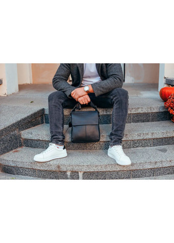 Черная кожаная сумка-мессенджер мужская с тремя внутренними карманами Tiding Bag (298567545)