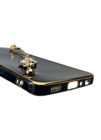 Чехол для телефона Galaxy M32 4G (SM-M325F) женский с ремешком с украшениями и золотой окантовкой на M32 черный gs1 Samsung (366230940)