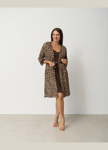 Комплект батальна сорочка та халат леопард Nicoletta (317356129)