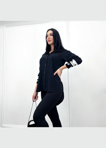 Чорна подовжена жіноча блузка Fashion Girl
