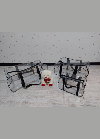 Набір з 3х прозорих сумок у пологовий будинок S+L+XL чорні No Brand (299843809)