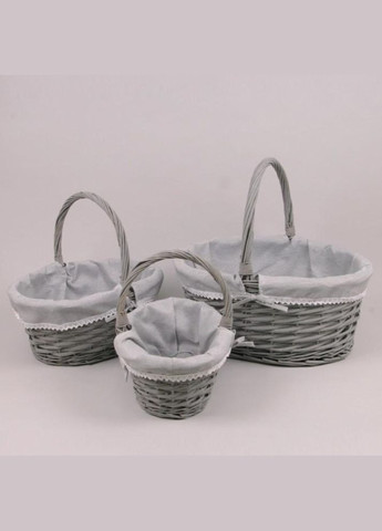 Комплект сірих кошиків з тканиною 3 шт. 45317 Flora (324220043)