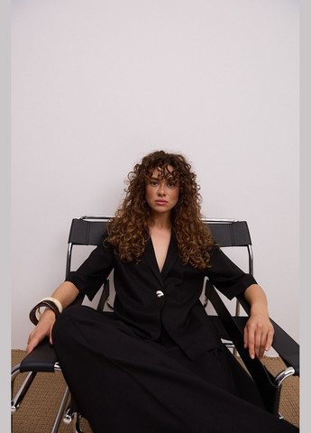 Літній лляний жакет з короткими рукавами шоколадний Arjen (340917497)