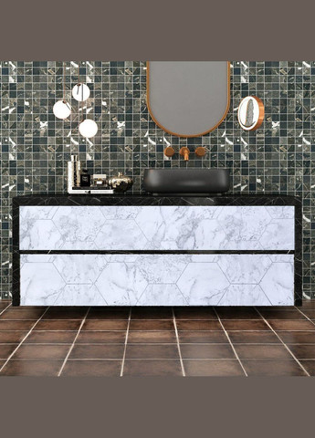 Самоклеящаяся пленка серый мрамор серебряные соты 0,45х10м SW-00001213 Sticker Wall (329895031)