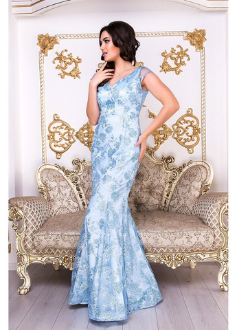 Голубое вечернее платье атлас макси 9007 голубое Tanita-Romario