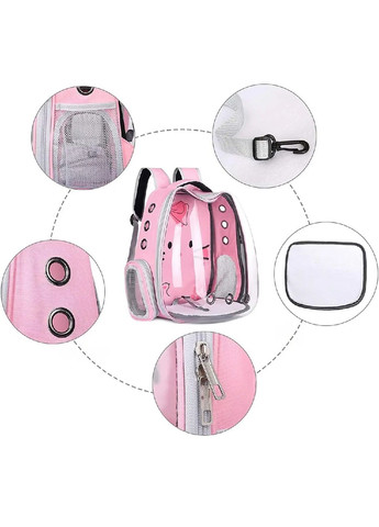 Рюкзак з прозорою стінкою для перевезення транспортування тварин собак котів вагою до 7 кг (481079-Prob) Рожевий Unbranded (352683282)