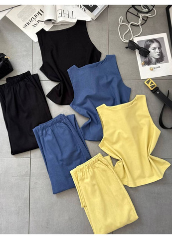 Лляний жіночий костюм (топ + штани) Україна (356683126)