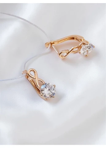 Золоті сережки «Безкінечність» з фіанітами 2106085101-1с SOVA jewelry house (382678026)