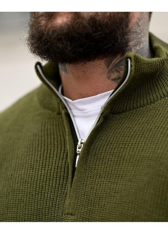 Оливковый мужской вязанный свитер stone island half-zip (370589565)