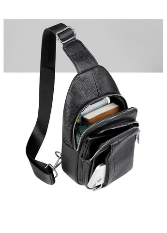 Чоловічий шкіряний слінг на одне плече 18х32х7, сумка крос боді A25F-3204-1A чорна Tiding Bag (370159505)