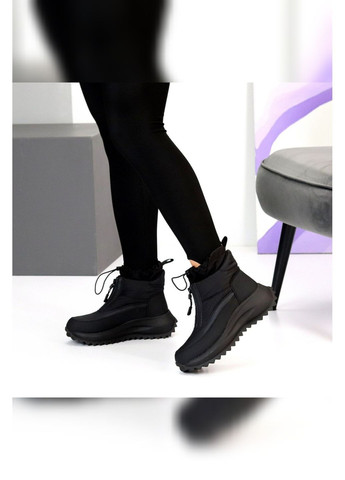 Жіночі чорні термодутики зимові водонепроникні на хутрі для снігу та морозної погоди MD Дутики (369487215)