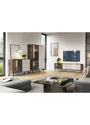 Комод с подсветкой Вичи / Vici K154 3-дверный 39х80х154 см. Орех/ Perfect Home (374976687)