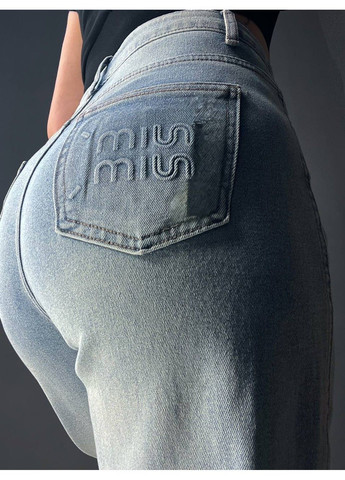 Джинси жіночі 9203-36 MOM банани напис на кишені великі розміри блакитні Sterling - (335364840)