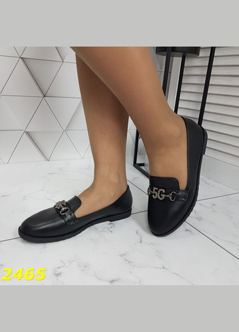 No Brand Туфлі лофери чорні балетки на низькому підборі класика чорний з, — (322650768)